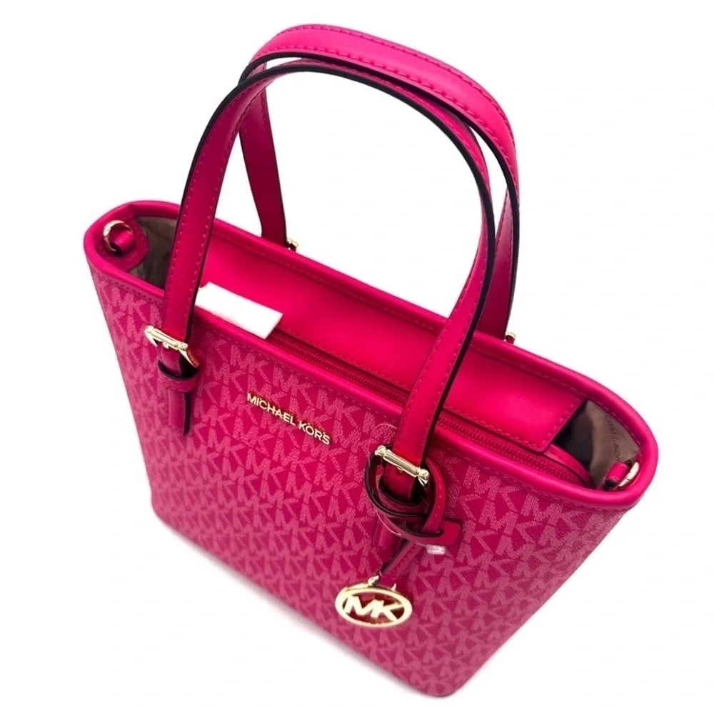 Michael Kors Jet Set Travel Extra-Small Top Zip Tote Bag Electric Pink (NWT) - Picture 6 of 10